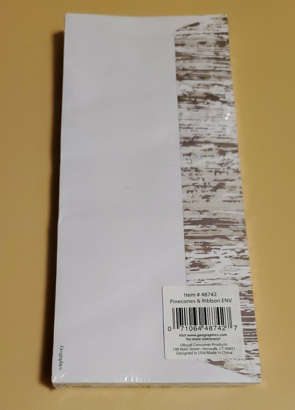 Geographics Pinecones & Ribbon Envelopes 40 Count Sealed New
