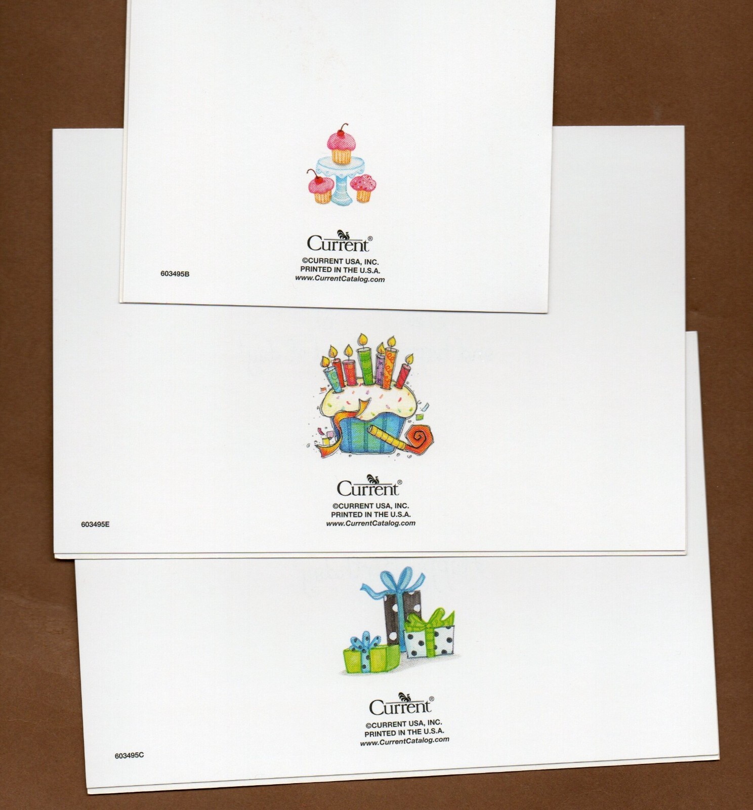 Set of 3 Current Inc. Birthday Greeting Cards/Notecards
