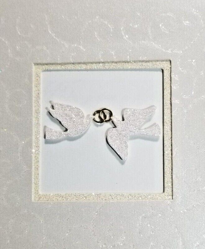 Wedding Congratulations Greeting Card Love Doves Sparkles Elegant Dimensional