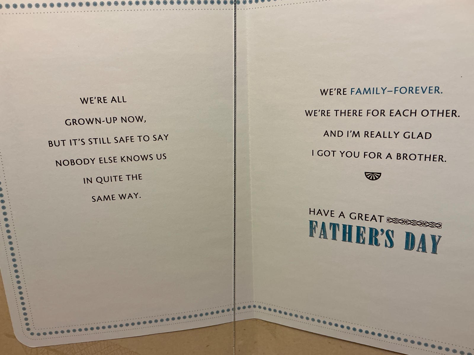 BROTHER FATHER’S DAY HALLMARK CARD New with Envelope “Warm memories..”
