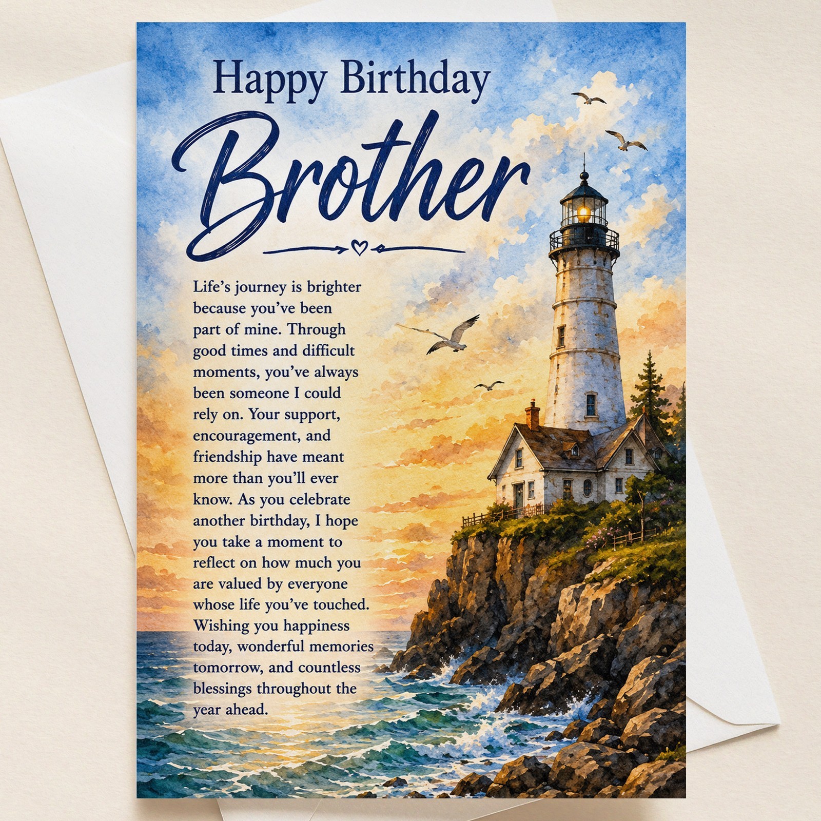 Brother Birthday Card Caring Loving Message Meaningful Greeting Card for Brother