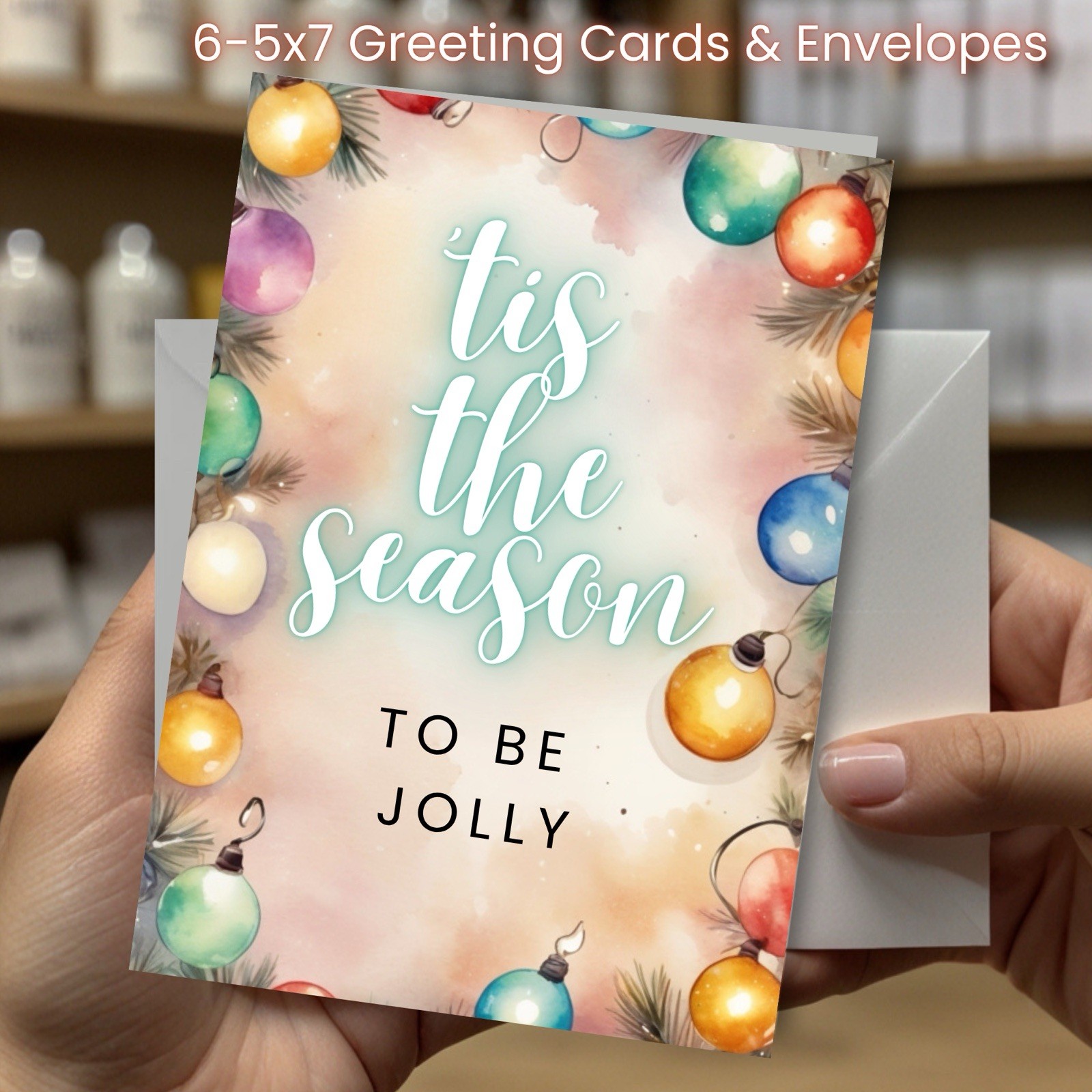 Christmas Greeting Cards w/ Envelope – Set of 6 -5×7 Cards & Envelopes L#056