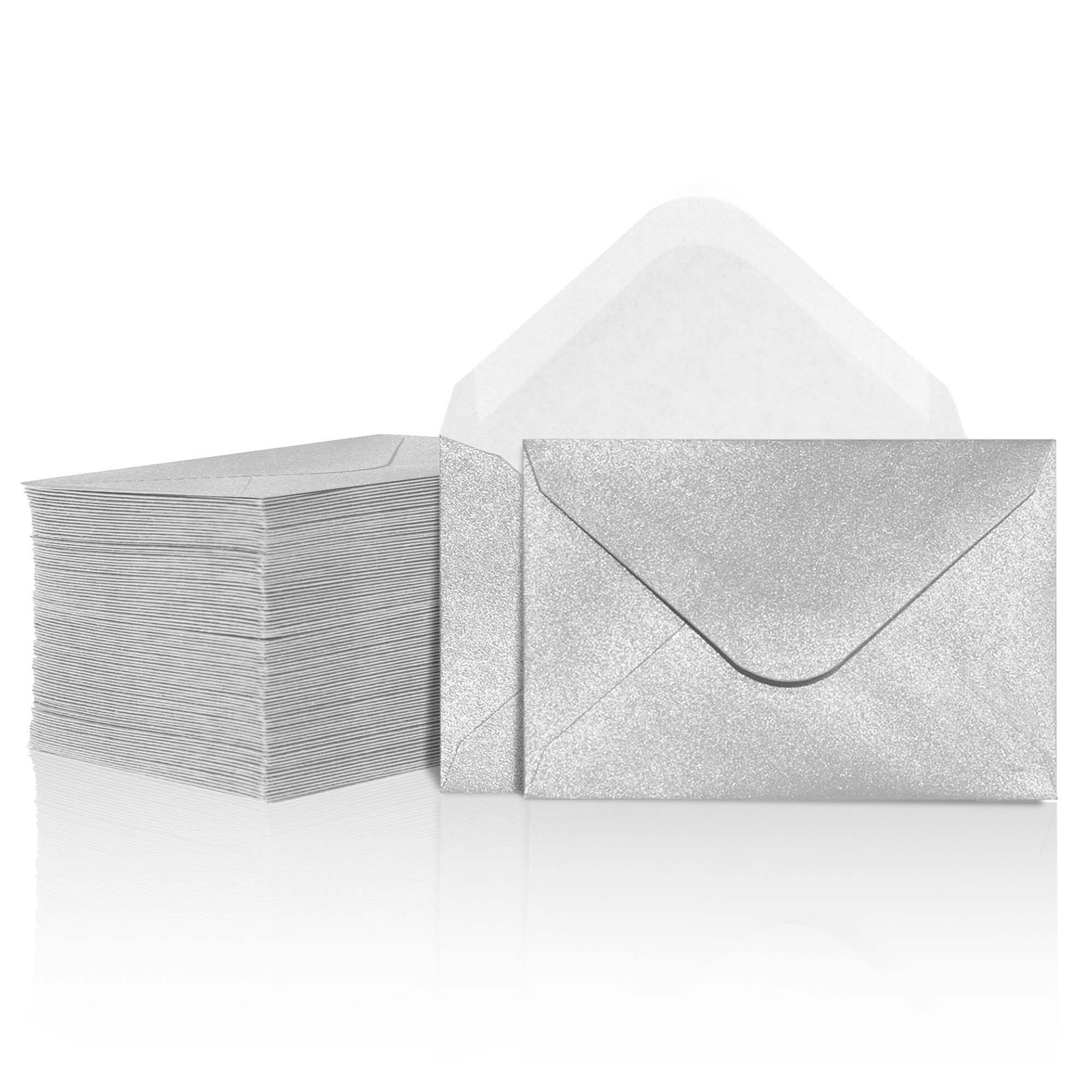 100 Count Mini Gift Card Envelopes Silver 4×2.7in