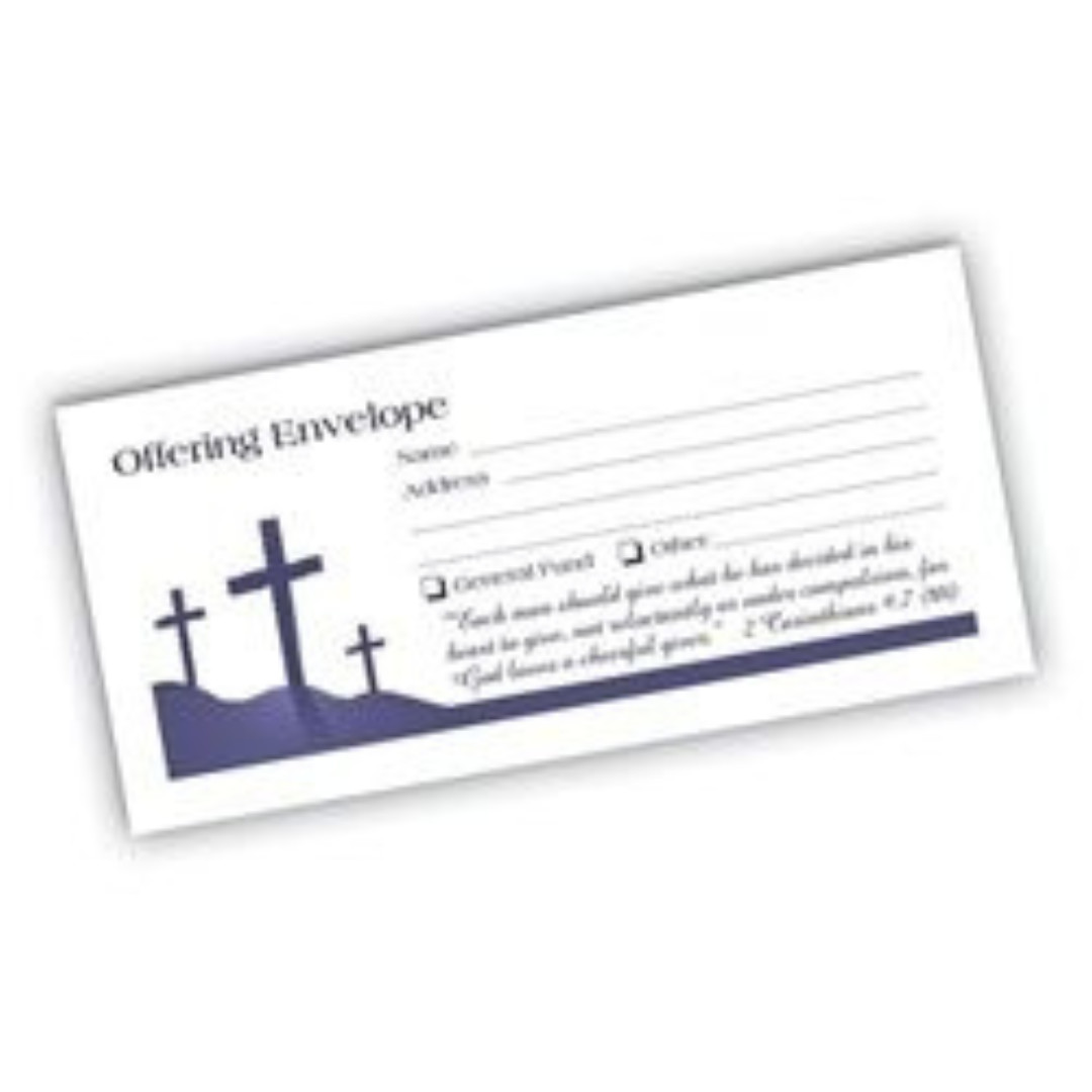 Kingdom Church Offering Envelopes – Three Crosses Design | Pack of 100