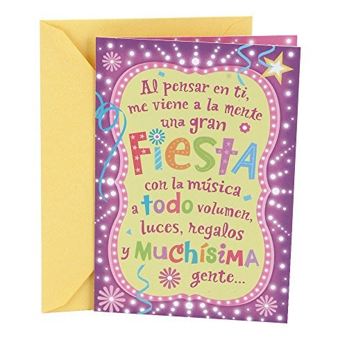 Hallmark 0349RZM7035 Vida Spanish Birthday Greeting Card Lettering Lights