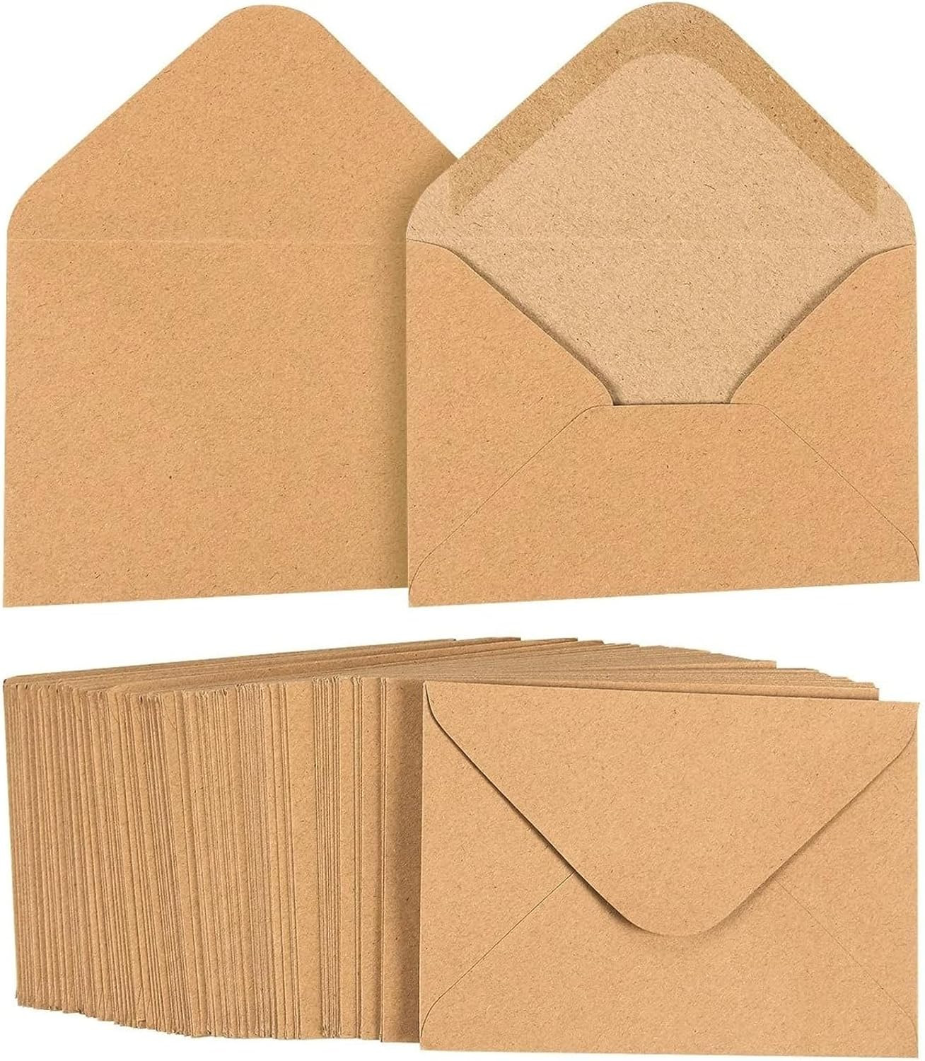 Thank You Cards with Envelopes – 100 Pack, 3.625 x 5.125 In, A1, Brown V-Flap –