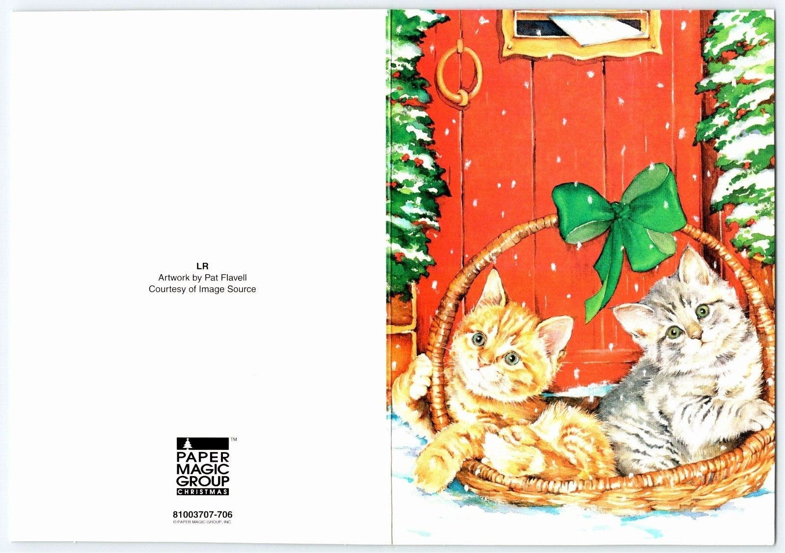 2 CATS IN BASKET Paper Magic Christmas Greeting Card w/ Envelope New MG23