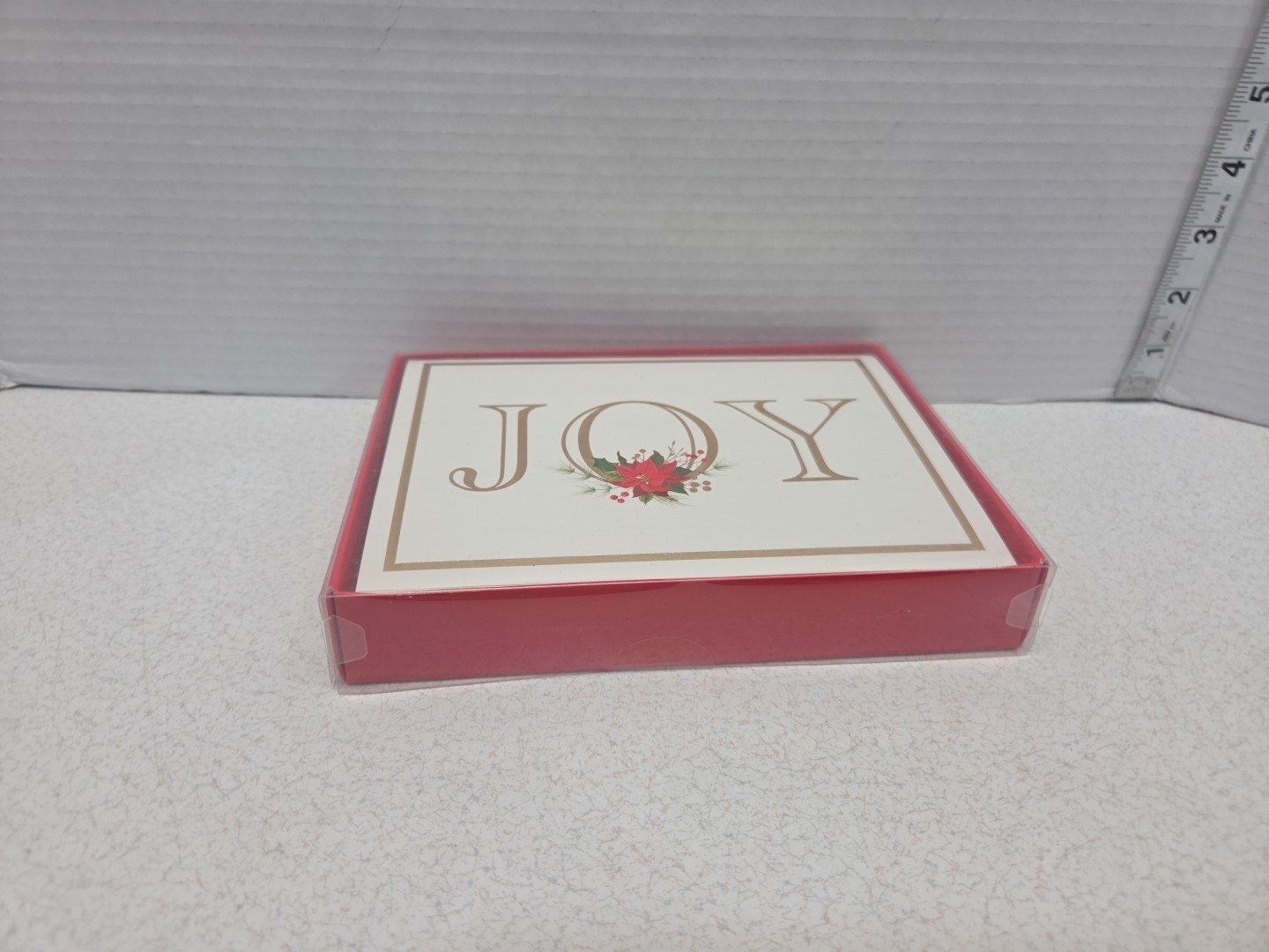 Christmas Cards Joy Poinsettia Box Of 10 Blank Inside 5” X 7” Recollections NIB