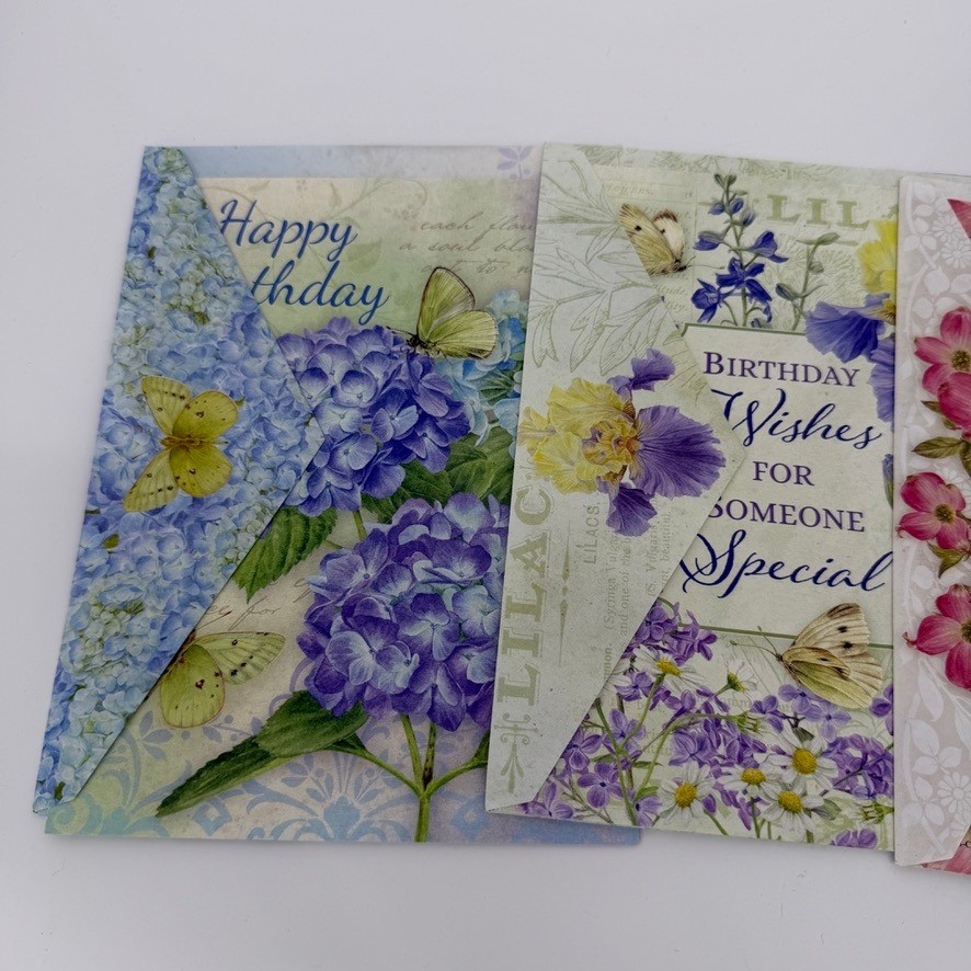 Jane Shasky Floral Greeting Cards LOT of 5 Botanical Butterfly Designs Whimsical
