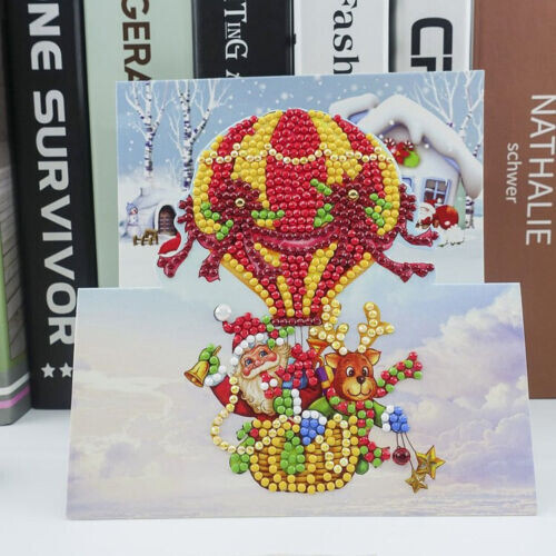 Set of 4 Pop-up Hand Beaded Christmas Greeting Cards