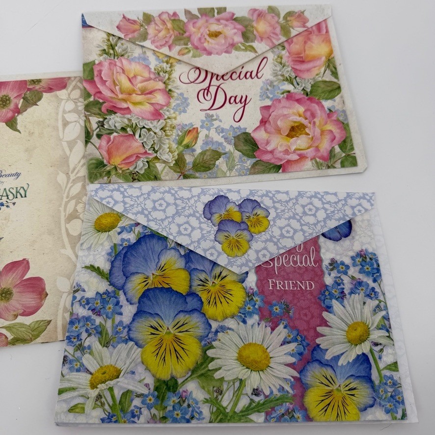 Jane Shasky Floral Greeting Cards LOT of 5 Botanical Butterfly Designs Whimsical