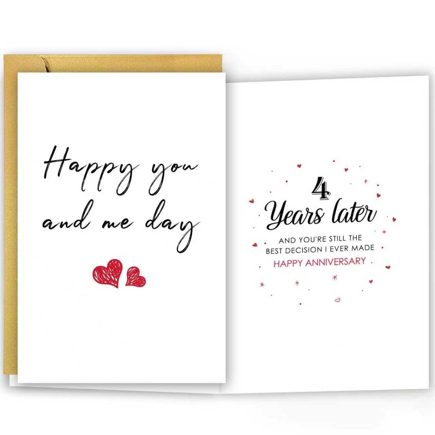 Happy 4th Anniversary Card for Him Her, Romantic 4 Year Anniversary Card&Gift…
