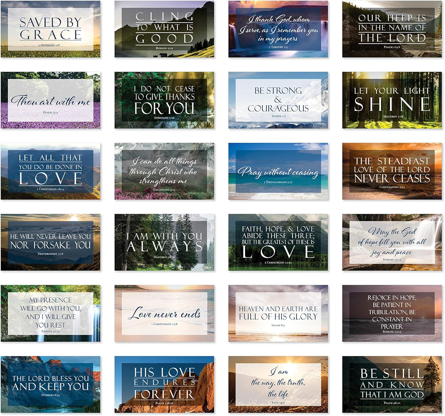 Bulk Pack of 48 Multicolor Scripture Greeting Cards Business Card Size