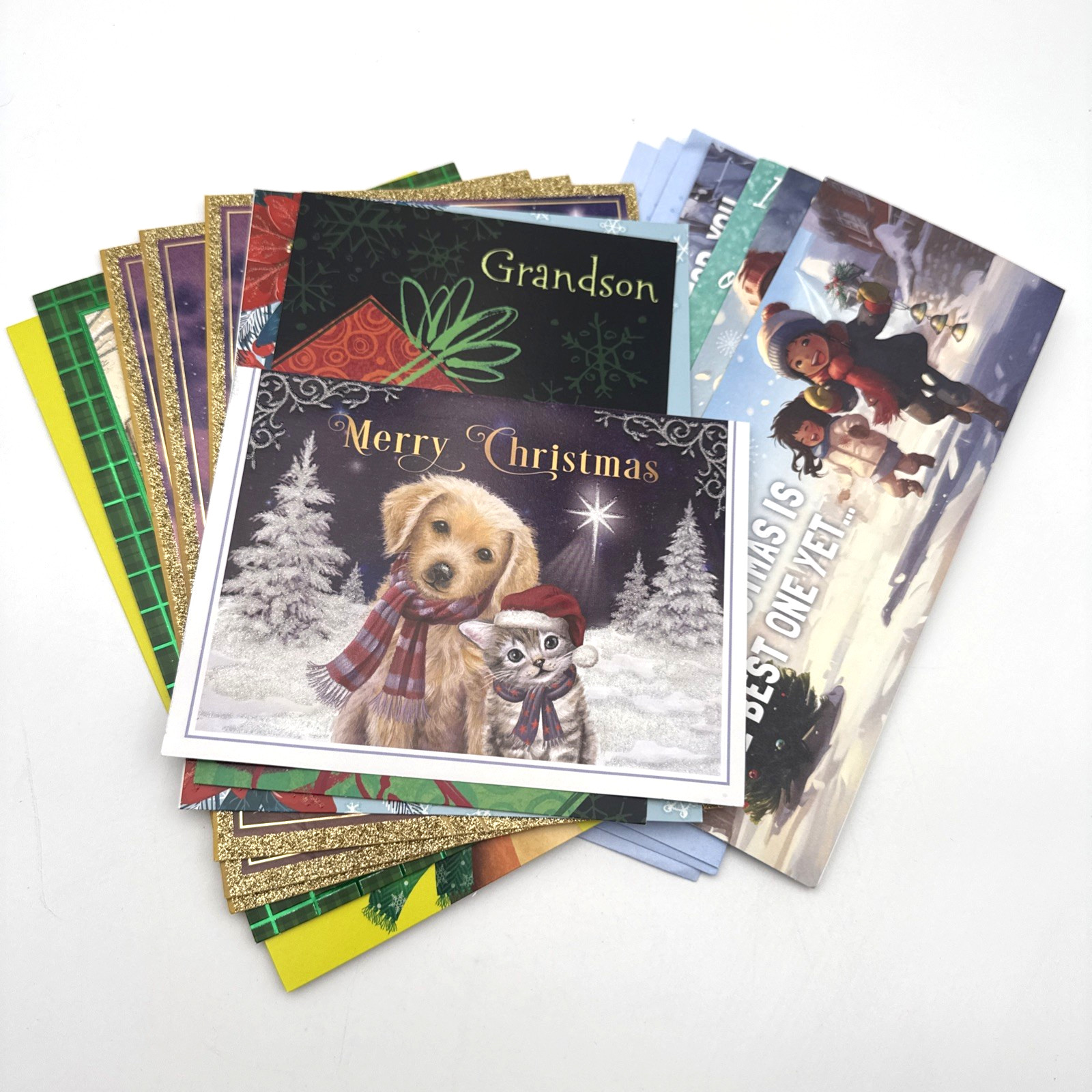 Lot of 12 Mixed Christmas Greeting Cards And 3 Blue Envelopes Various Brands