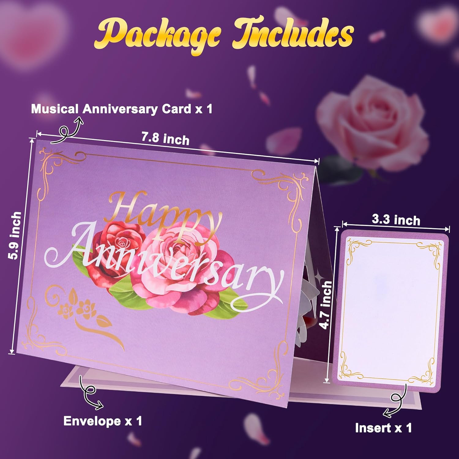 Anniversary Card with Music & Lights 3D Pop Up Happy Anniversary Cards for Him
