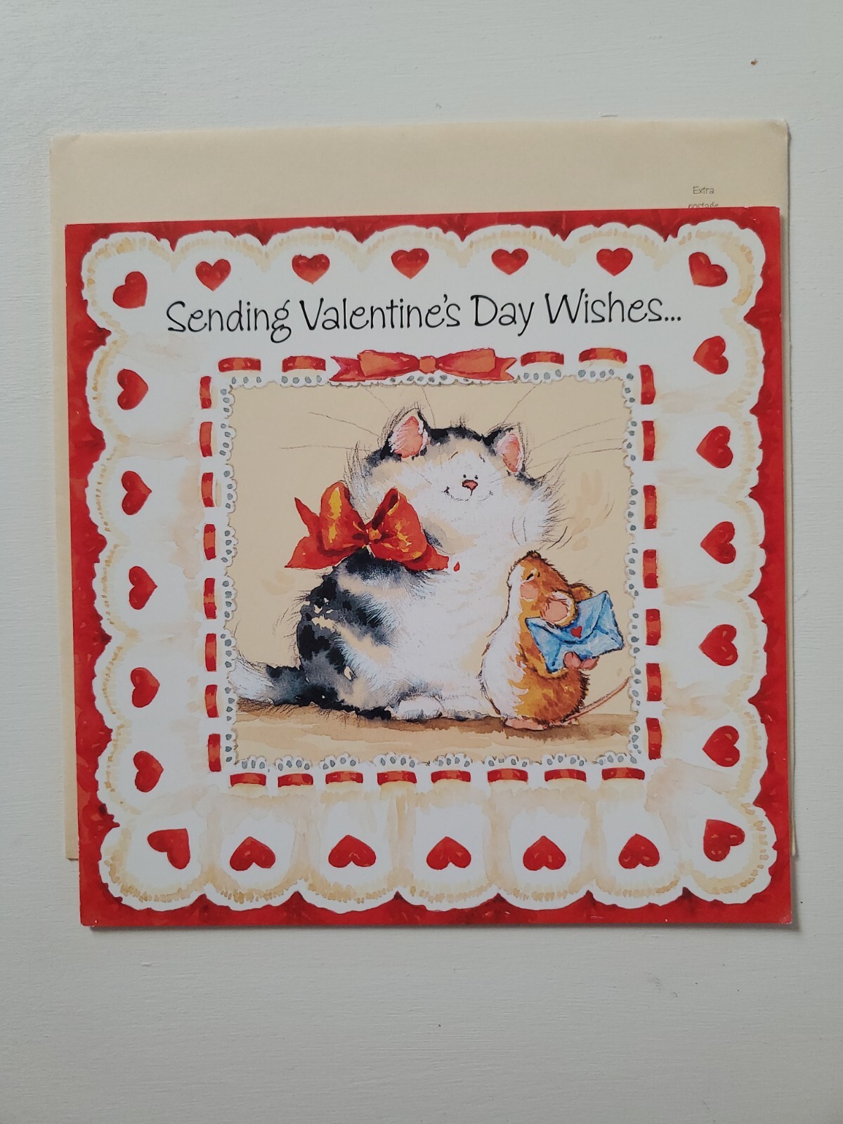 Leanin’ Tree Valentine’s Day Greeting Card Cat & Mouse V-Day Wishes Hugs Kisses
