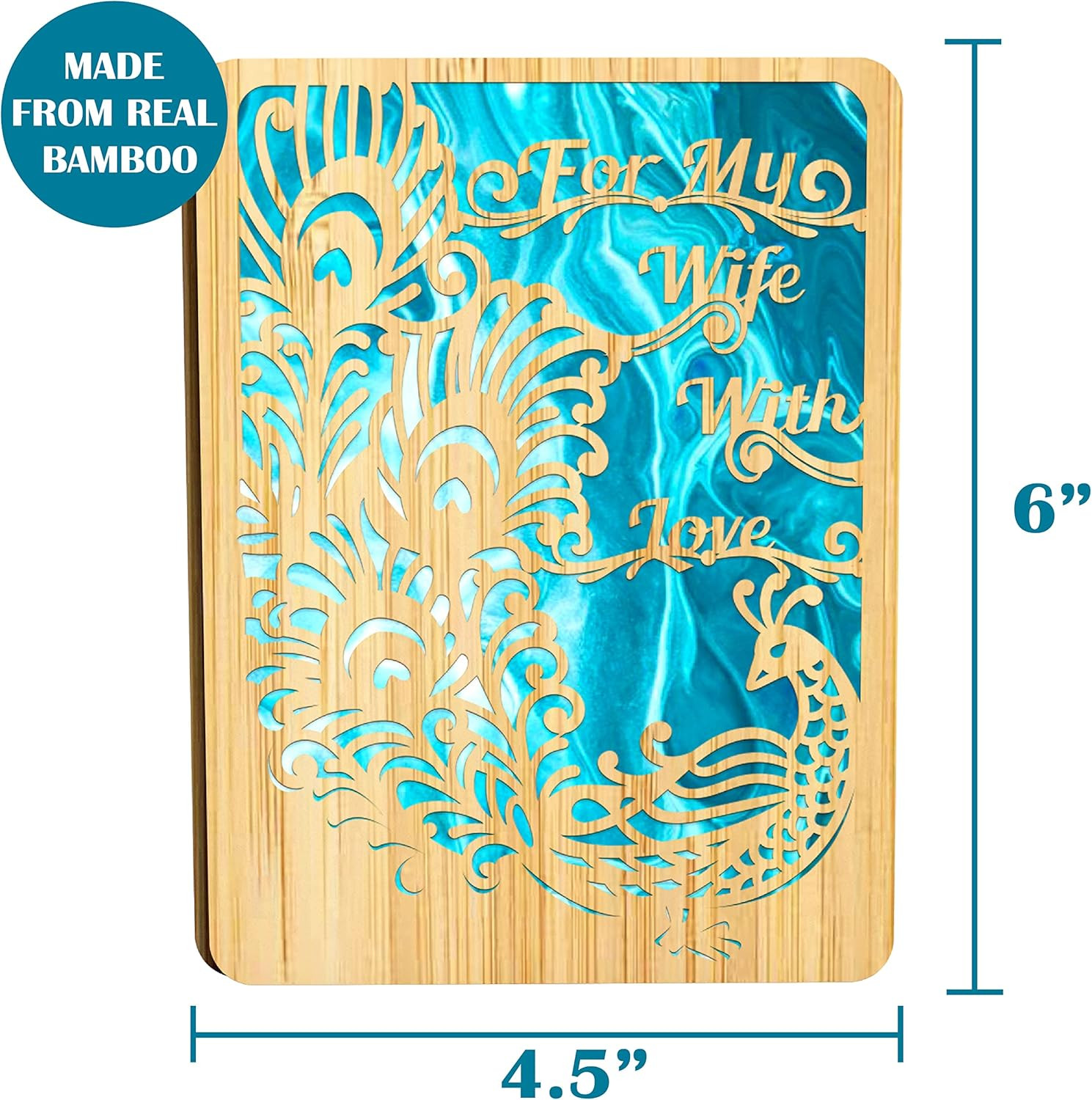Happy Birthday Card for Wife – | Made from Real Bamboo | 5″ X 7″ – 1 Pack | Lase