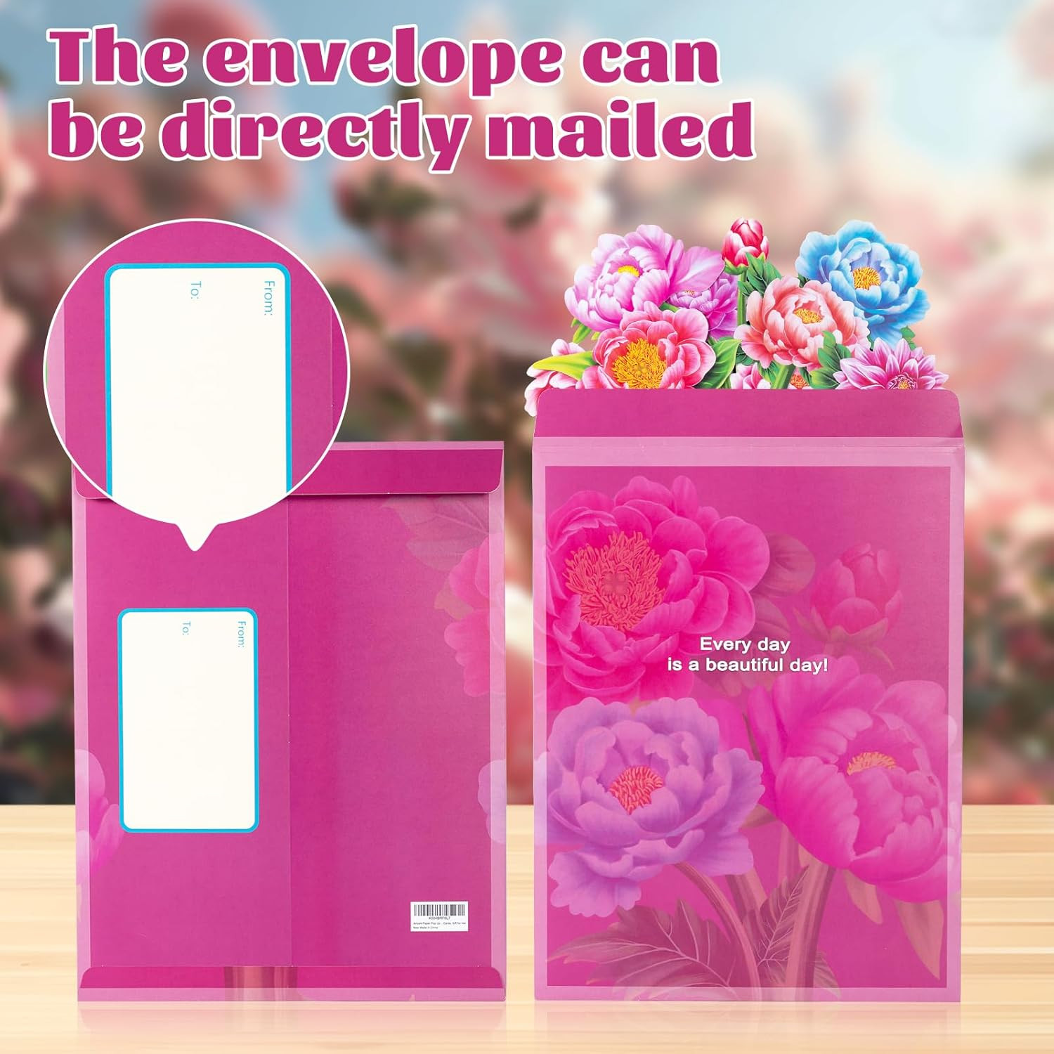 Pop up Flower Card, 3D Paper Flowers Bouquet – 14″ Peony, Birthday, Mother’S Day