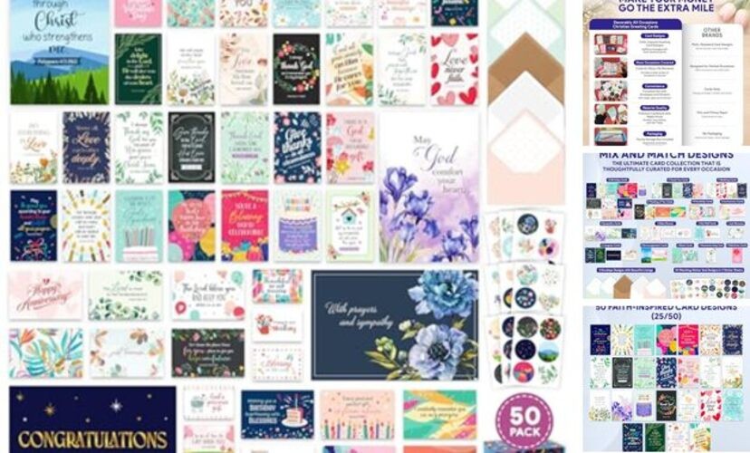 50 Pack 4x6in Christian Greeting Cards Assortment Box with Envelopes and