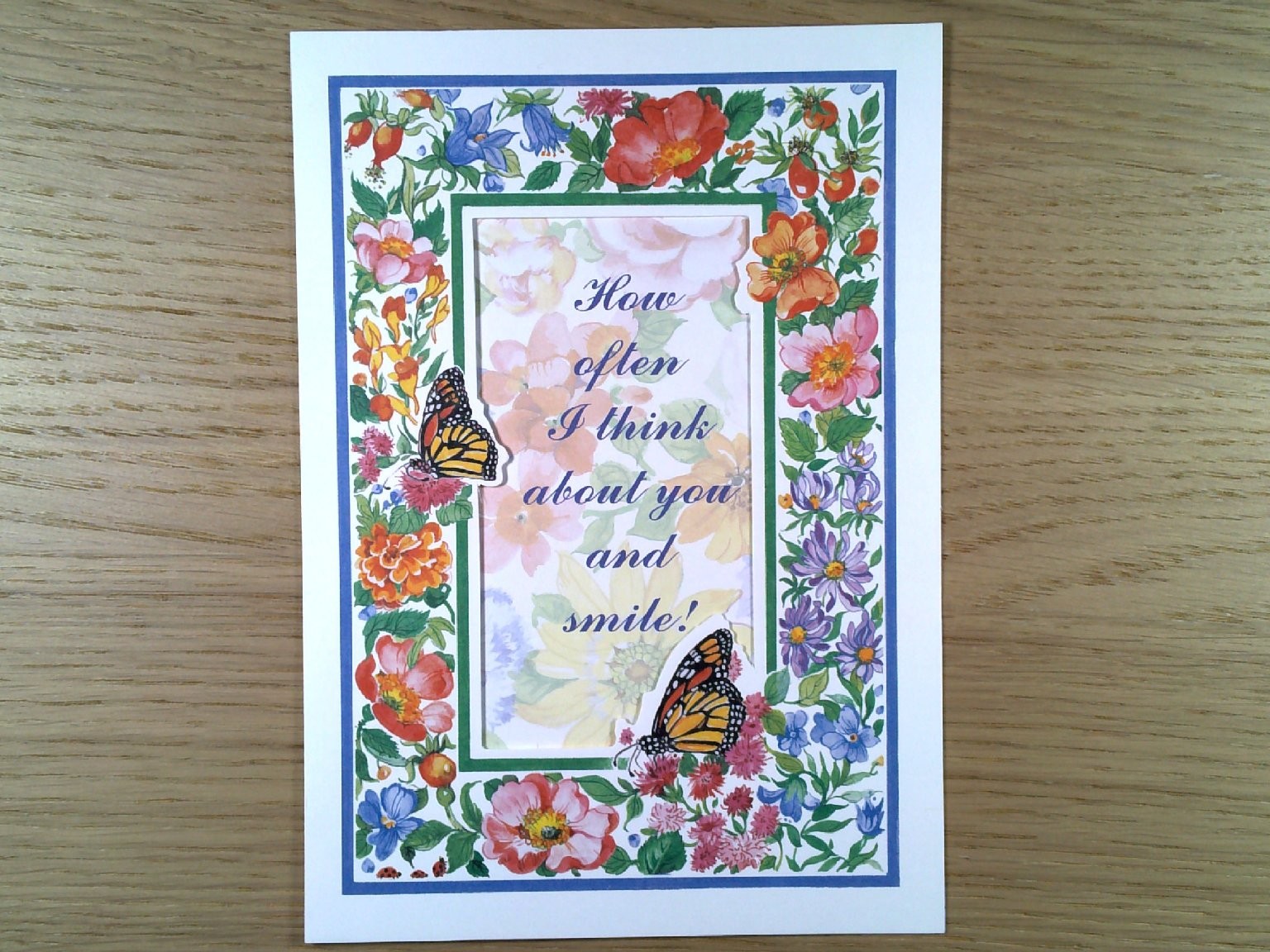 Floral Butterfly Greeting Card “How often I think about you” PVA USA