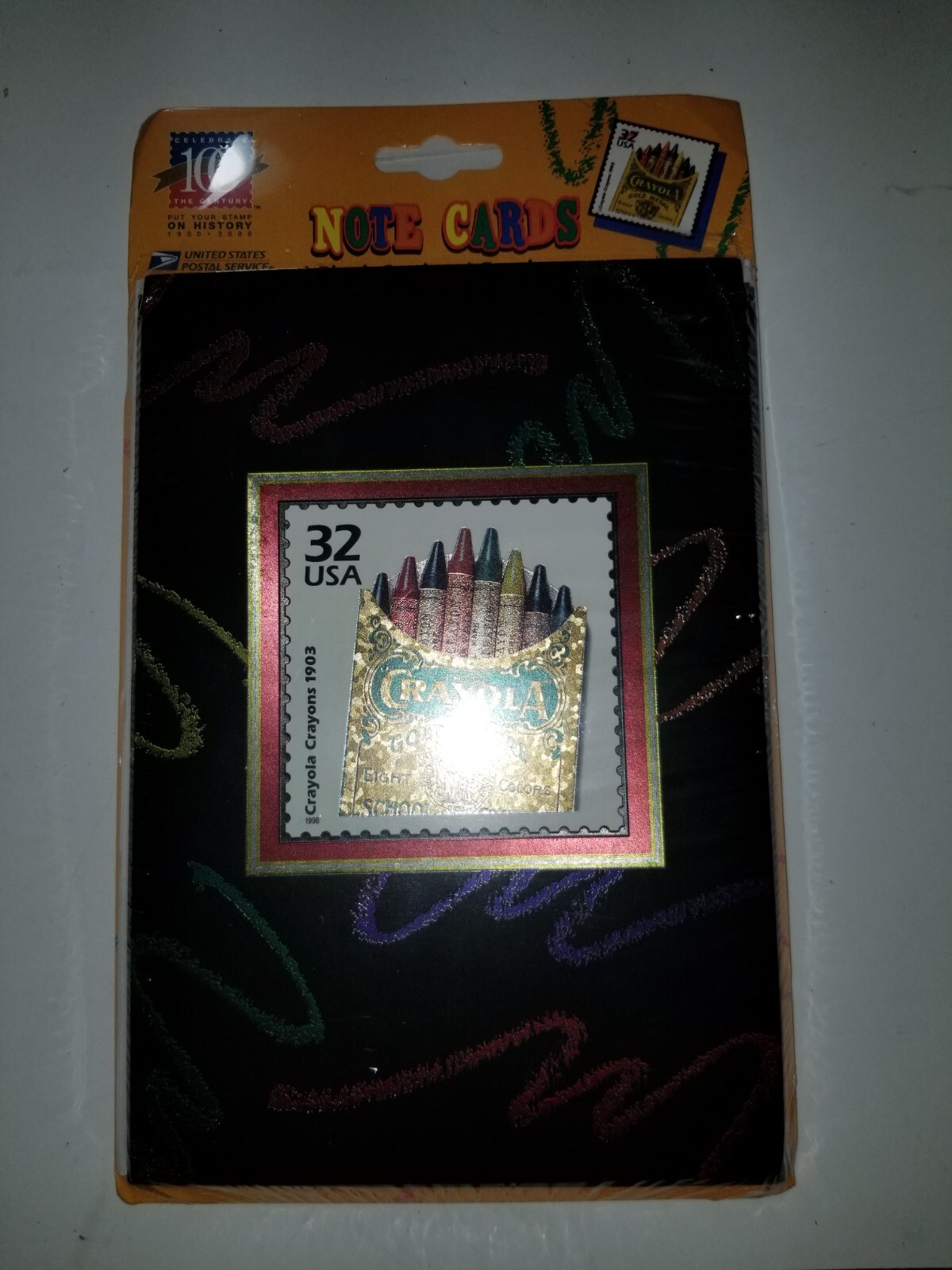 New 5 Vintage 1998 Blank Cards, USPS Hallmark Ensemble, 32 cent Crayola Crayons