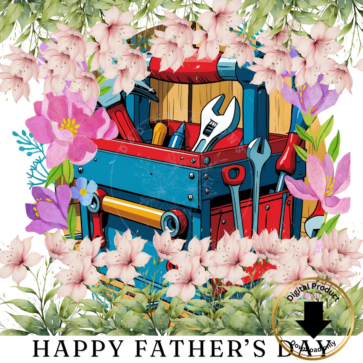 New Father’s day Greeting Card With Garden of Flowers Digital Printable