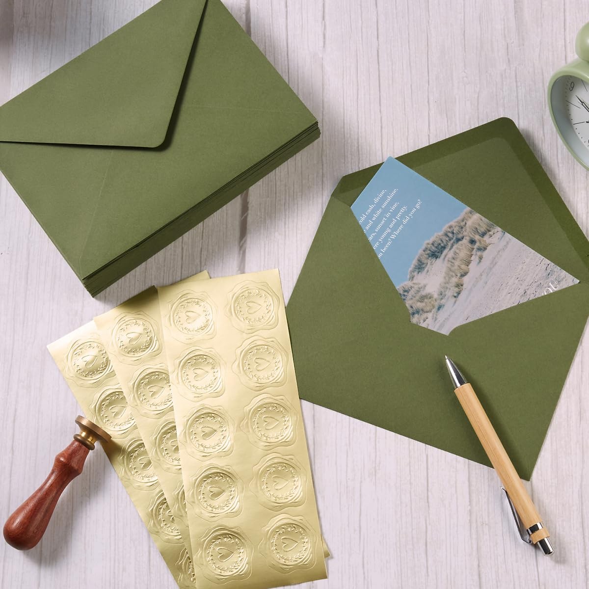 Olive Green A6 4×6 Envelopes Greeting Cards 6 1/2 x 4 3/4 Inches 100 PCS