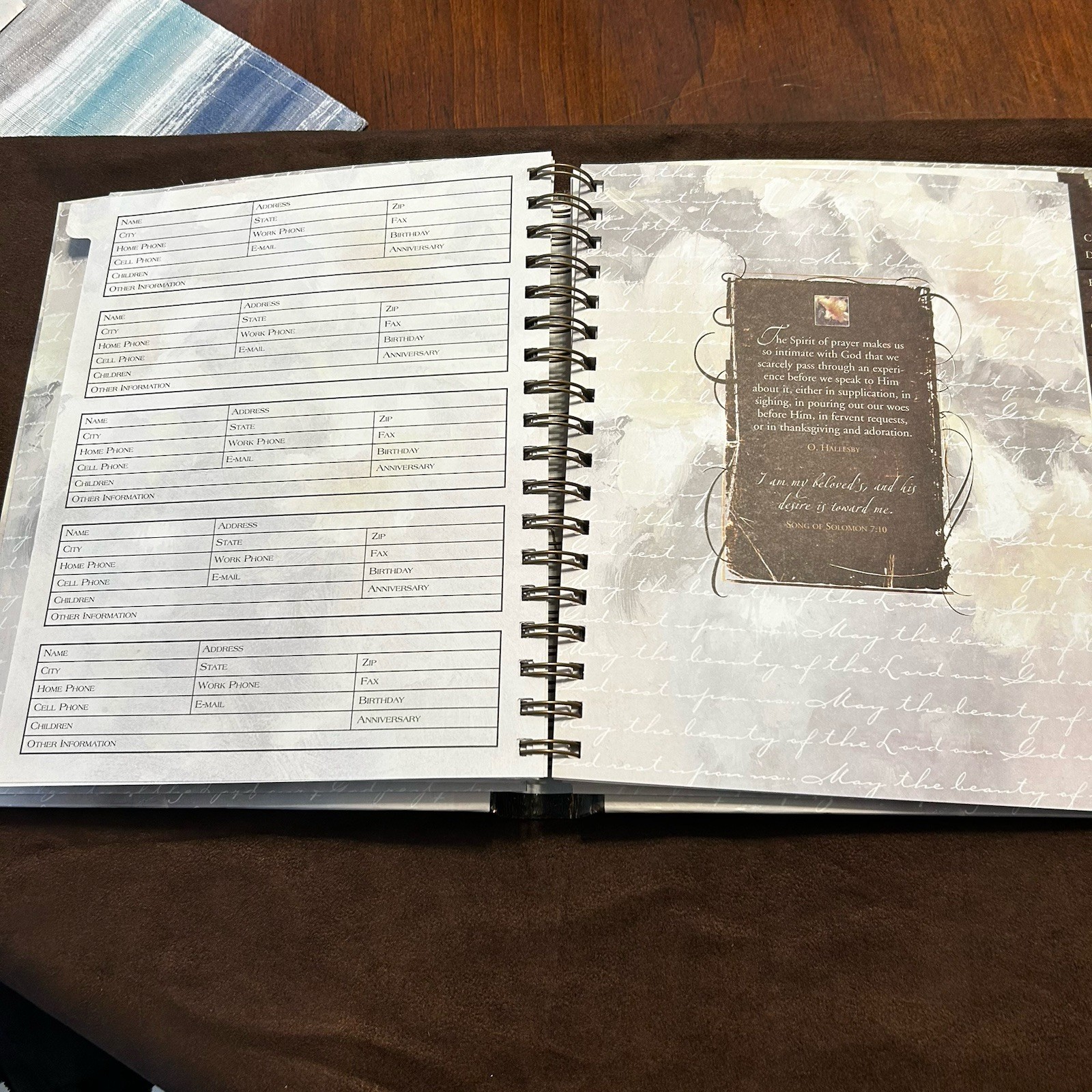 Day Springs Spiral Bound Greeting Card Organizer With Pockets Address Book