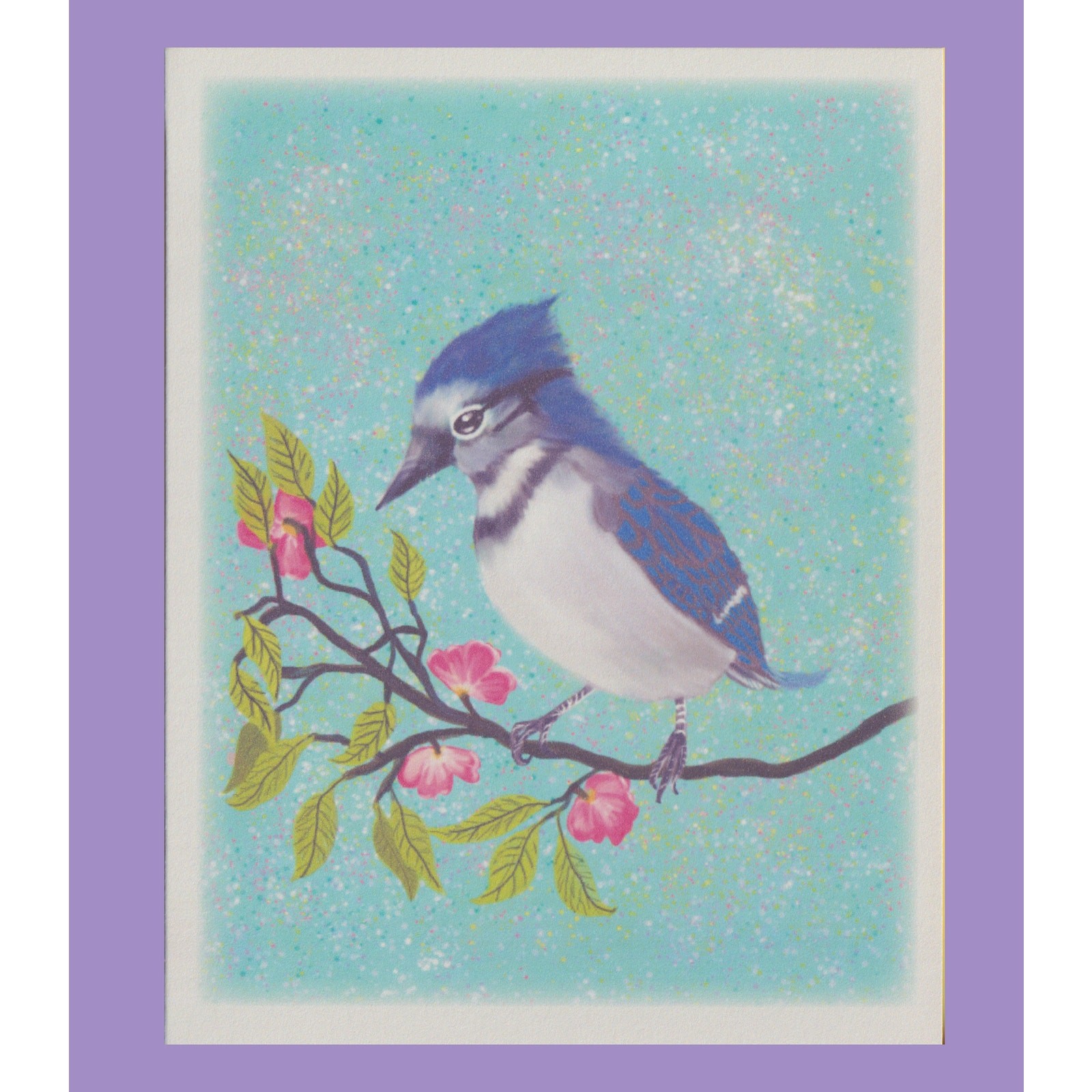 Blue Jay on Dogwood Branch Note Cards – Print of Original Art – Set of 4