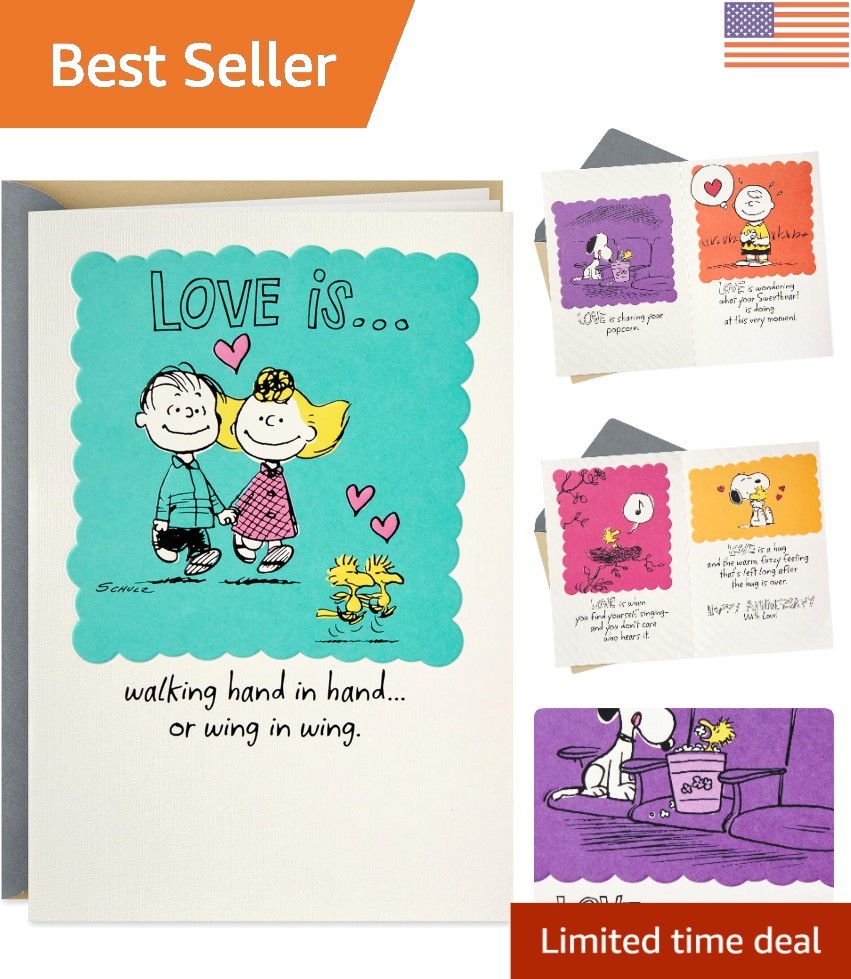 Unique Peanuts Vignette Anniversary Greeting Card with Envelop for All Couples