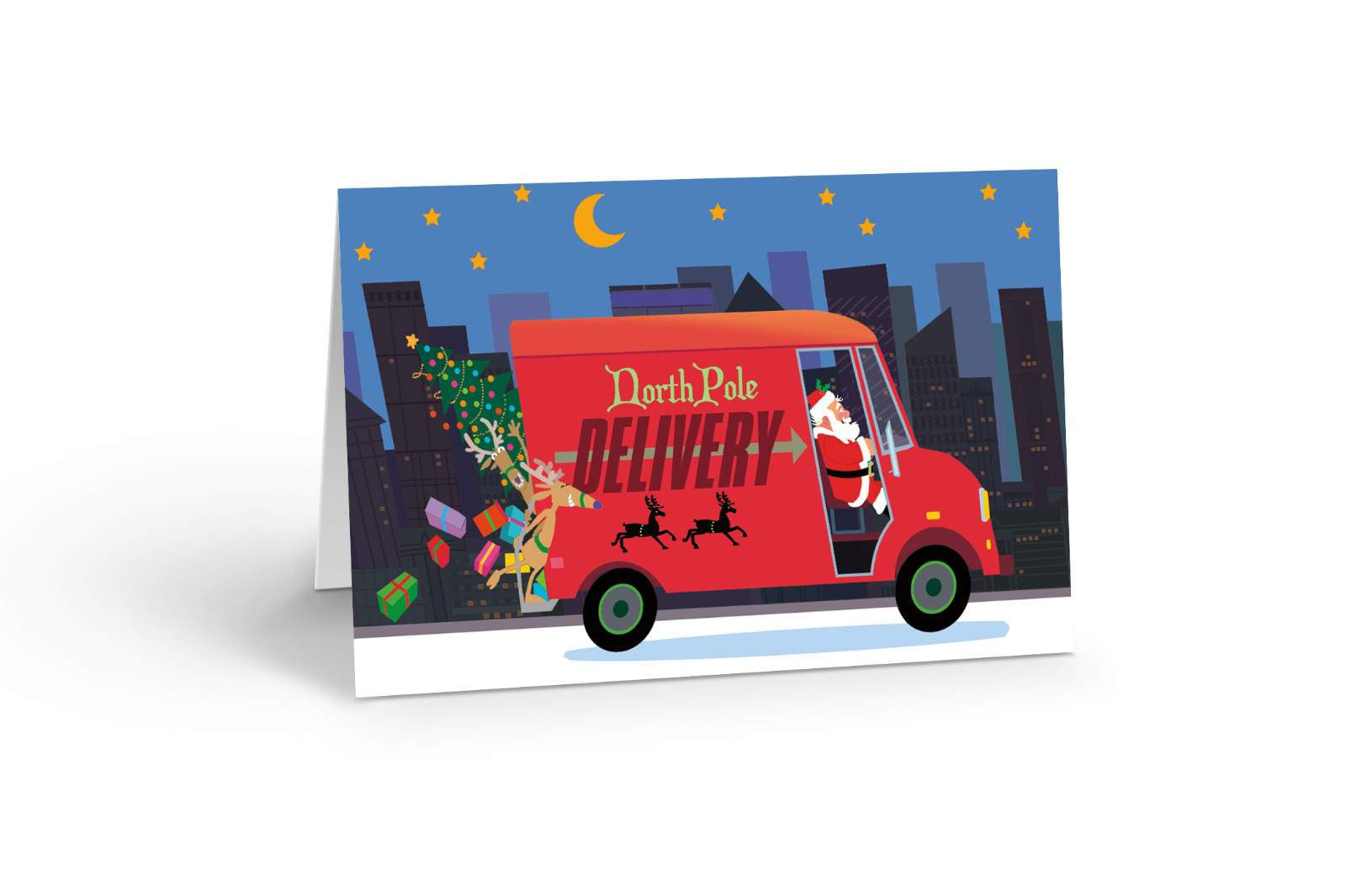 Red Delivery Truck Christmas Card – 12 Cards w/Envelopes – Size 6.25″ x 4.5″