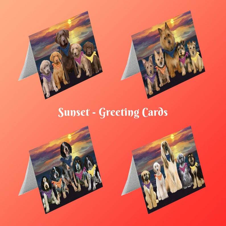 Family Sunset Dog Cat Greeting Card, Pet Photo Lovers Gift Invitation card