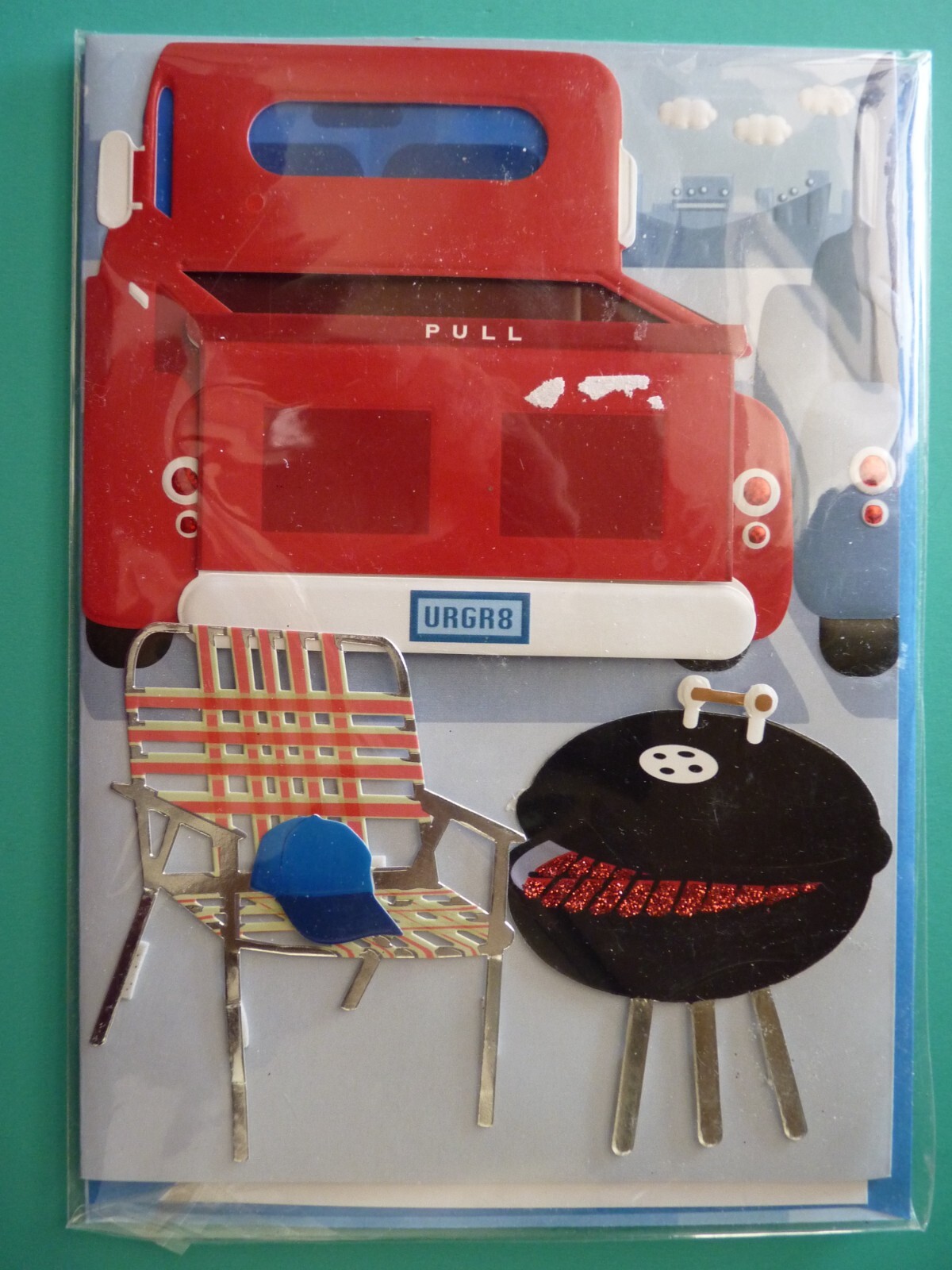 Any Occasion Greeting Card For Anyone 3D Embellished Front Tailgate Theme- Blank