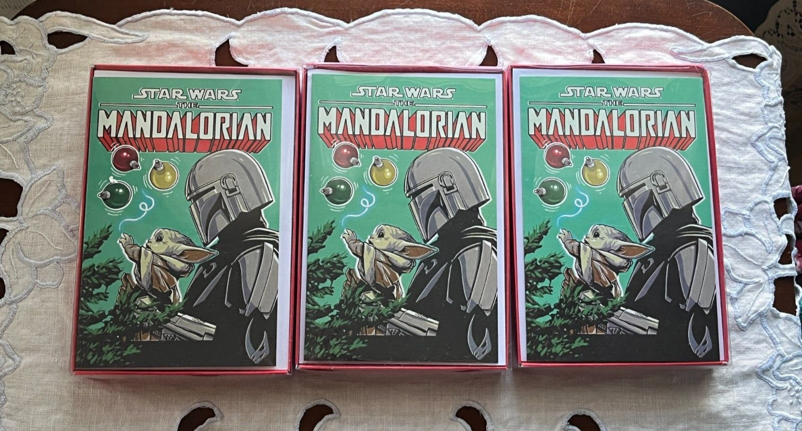 NEW STAR WARS MANDALORIAN THE CHILD CHRISTMAS/ HOLIDAY CARDS 3 BOXES 12 PER BOX