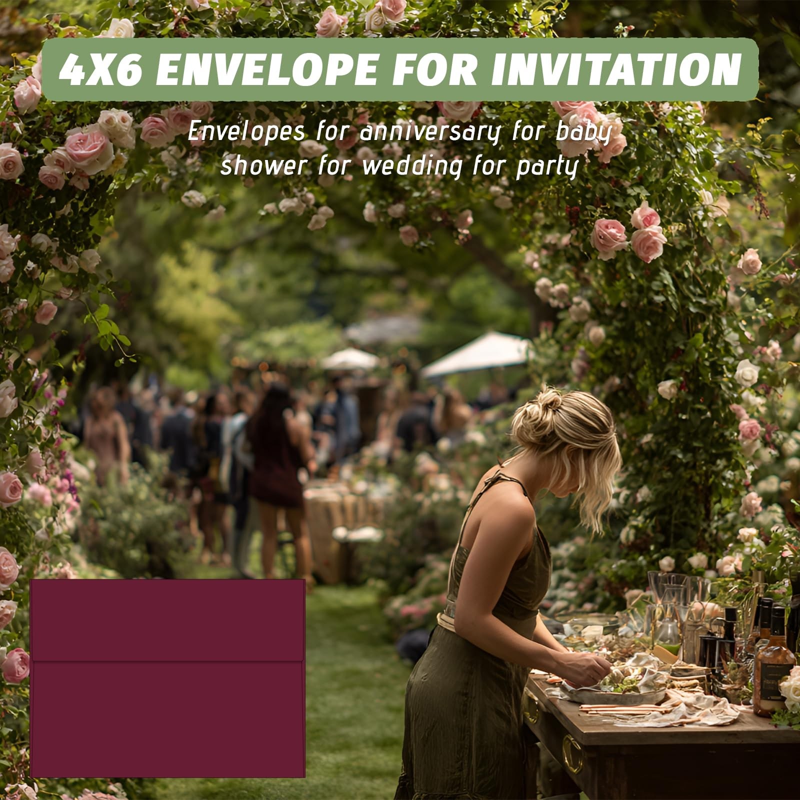 4×6 Envelopes For Invitation,A4 Envelope burgundy red,50 Pack 4X6 card Envelo…
