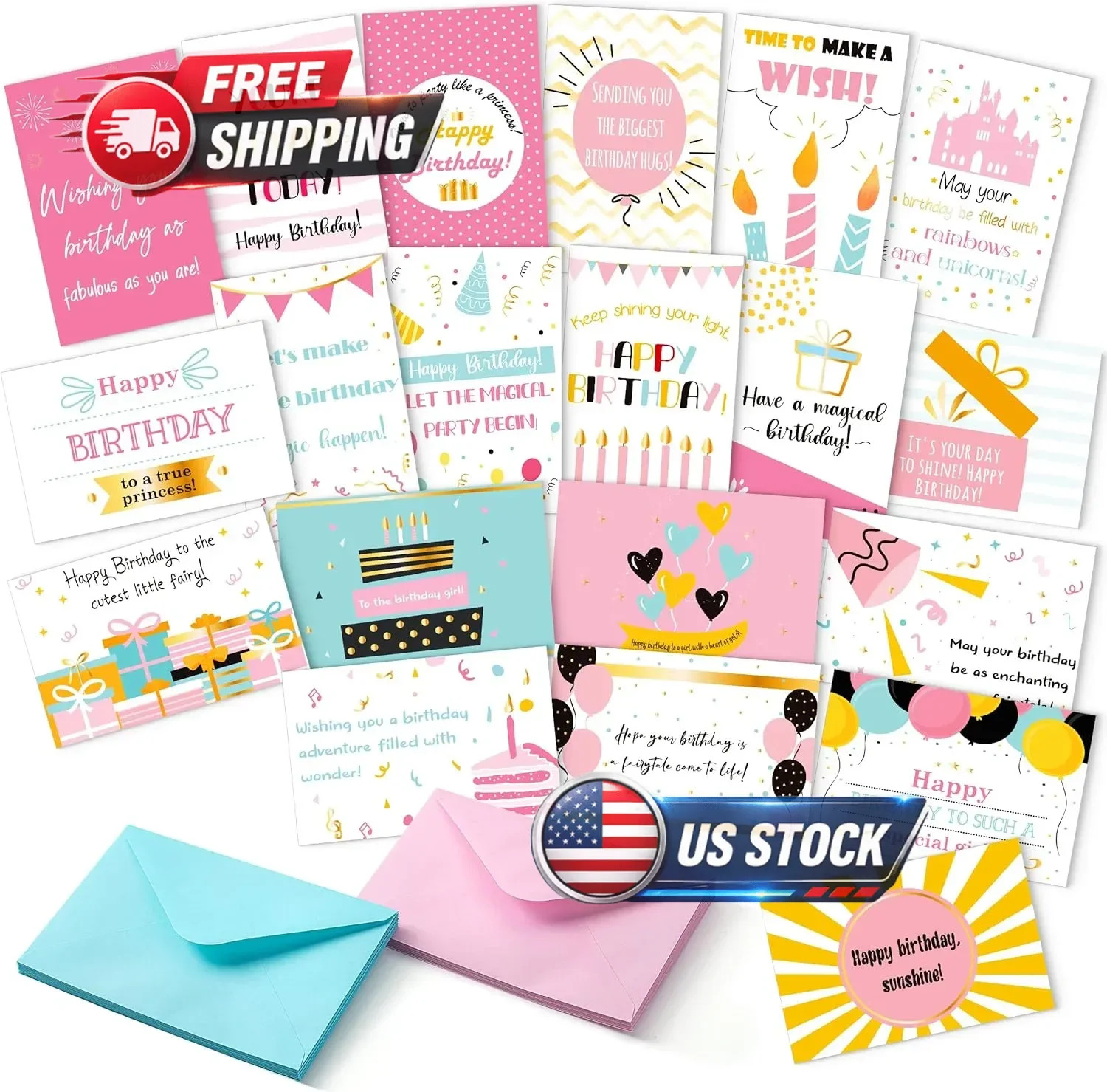 Joyberg 20 PCS Happy Birthday Cards Bulk with Envelopes, 4X6 Assorted Birthday C