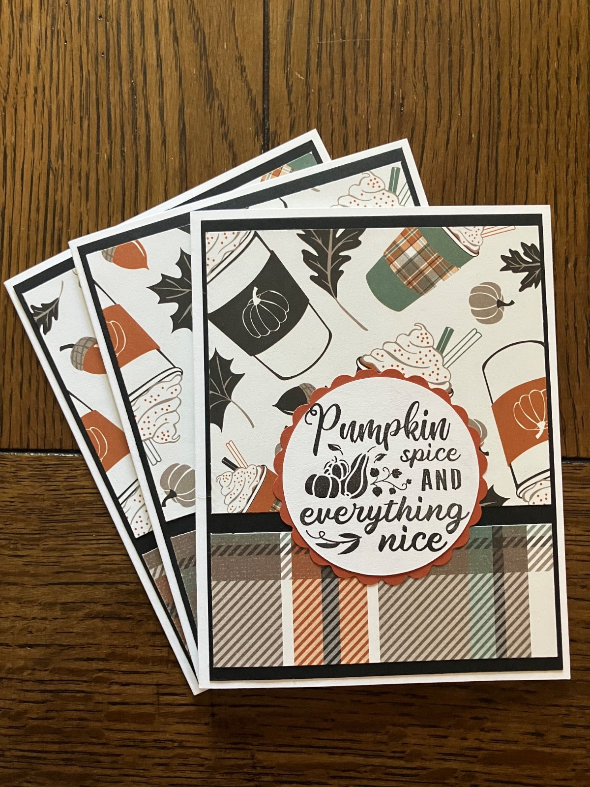 Handmade Autumn/Fall Cards~3 W/Env Pumpkin Spice & Everything Nice