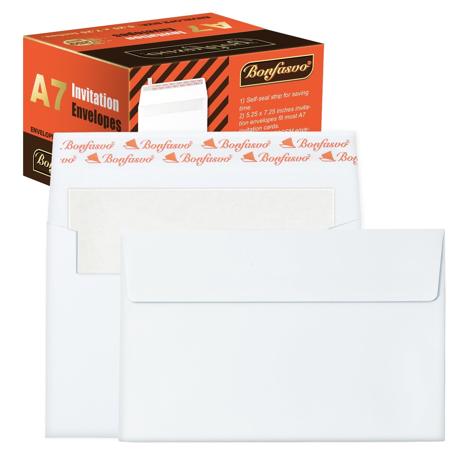 250 Pcs A7 Invitation Envelopes 5.25×7.25 Inch White Self-Sealing Mailing