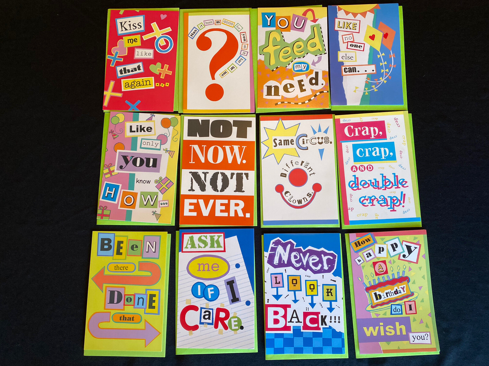 12 Bright Bold Print American Greetings Cards Modern Design Birthday, Everyday
