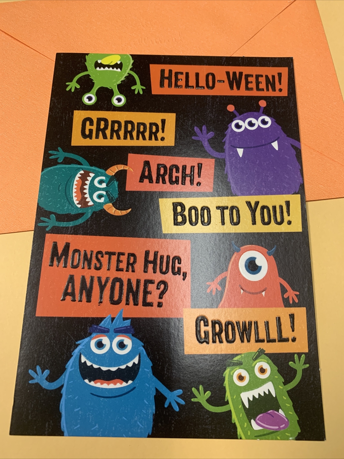 Happy Halloween Scary Spooky Monsters Inc. 5”x7” Hallmark Greeting Card