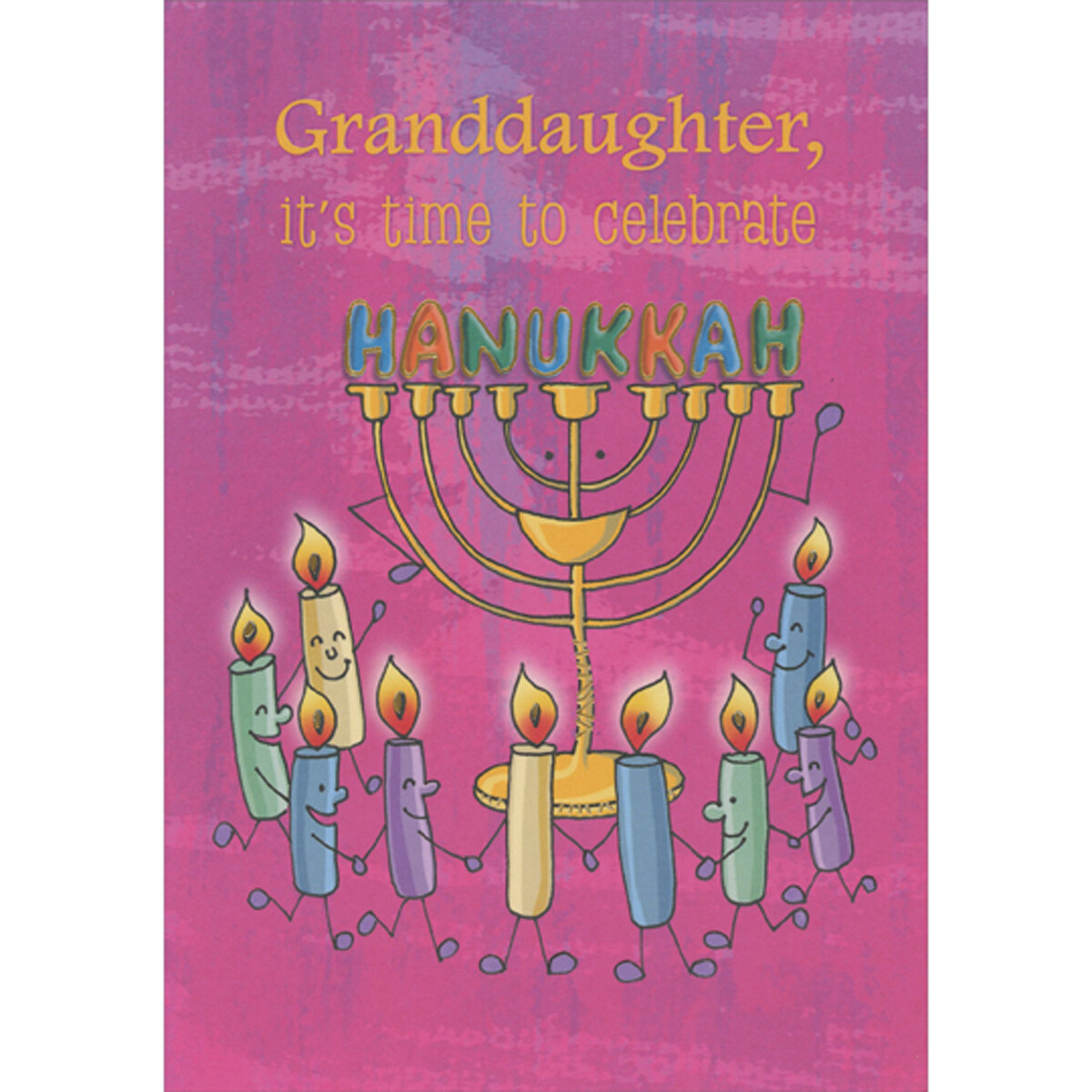Candles Holding Hands Circling Around Menorah Hanukkah Card for Granddaughter