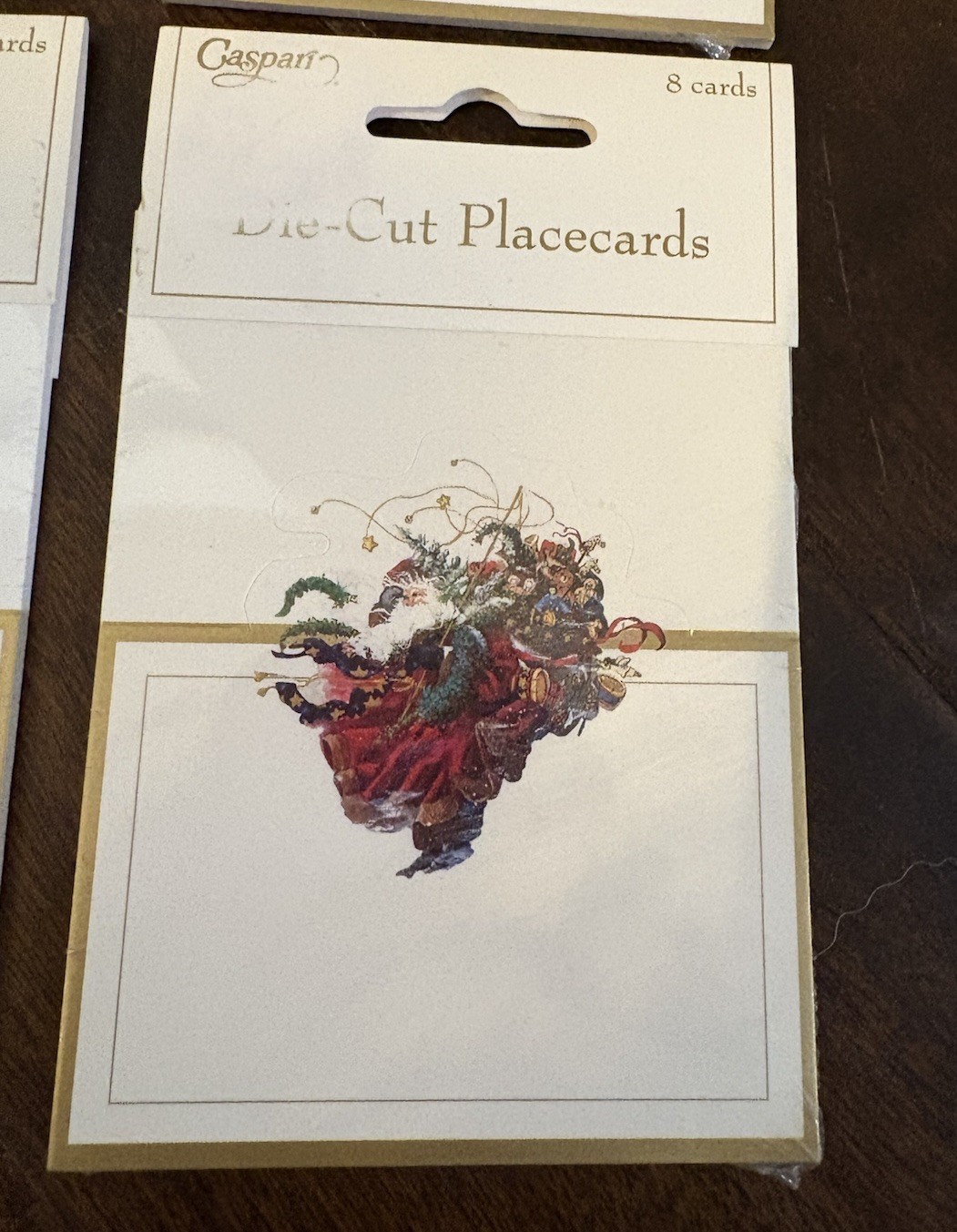 VTG Caspari Windswept Santa Place Cards 8 count by Peggy Abrams 69922P NOS