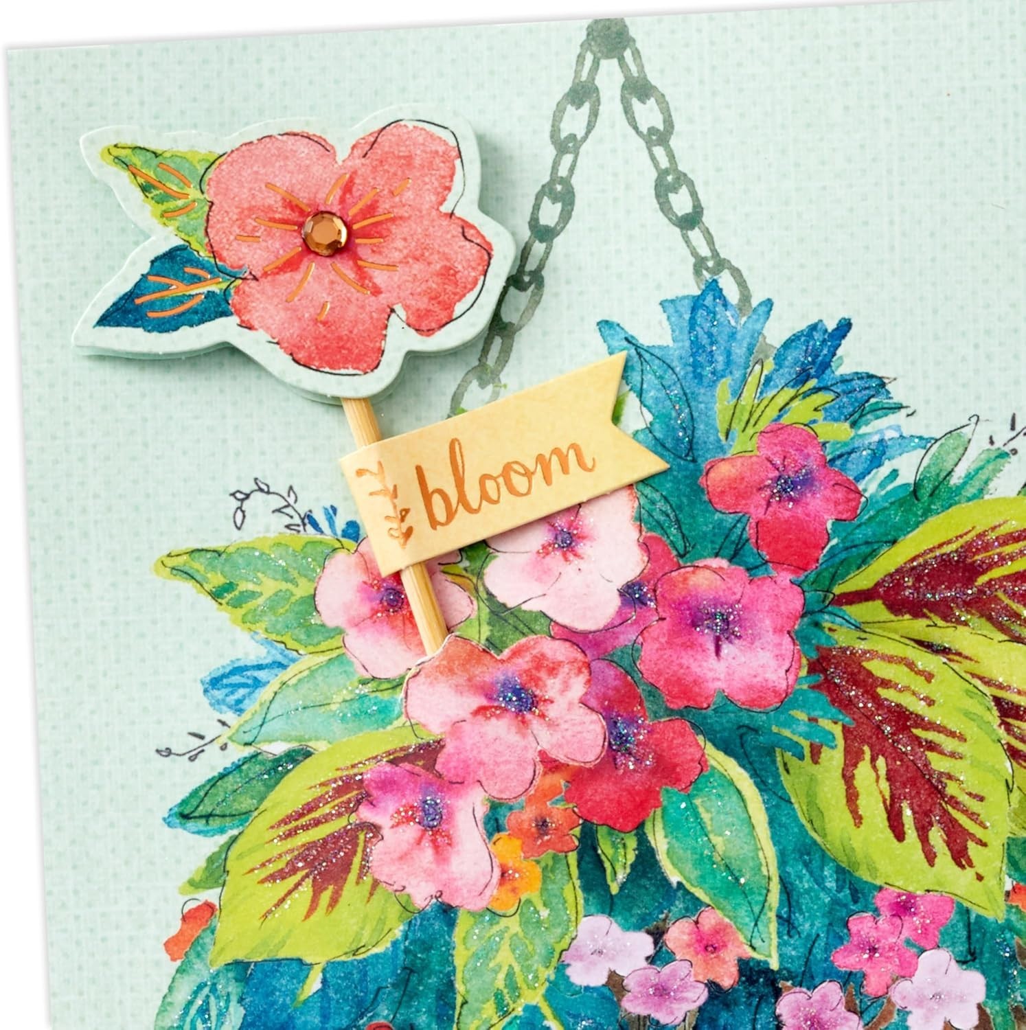 Heartfelt Floral Mother’s Day Card with Reusable Stake & Matching Envelope