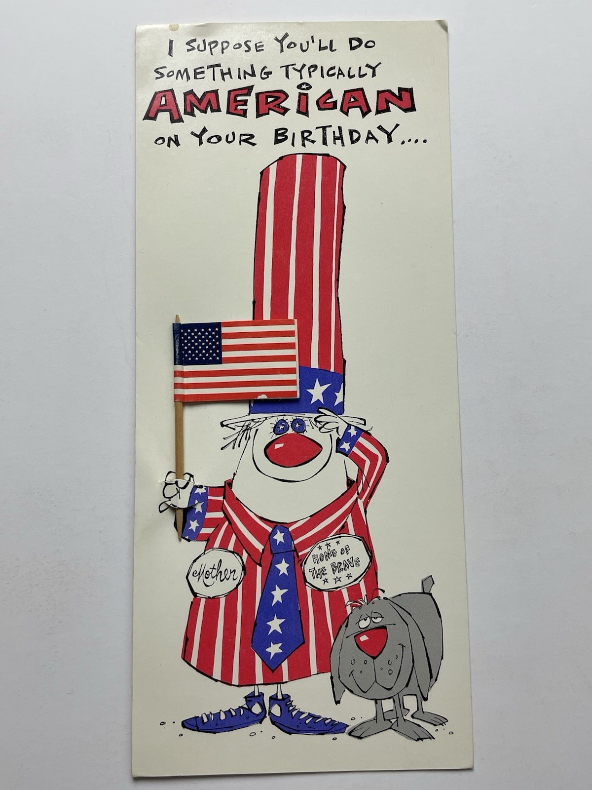 1970’s Paul Coker Jr Hallmark Contemporary Greeting Card Vintage Flag