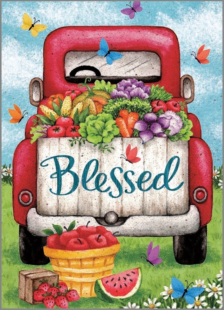 Blessed Red Truck – Faith Thank You Card Friend Religious Christian