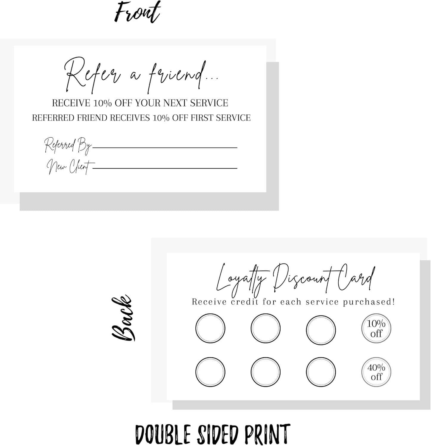 Referral & Loyalty Discount Card | 50 Pack | 3.5 x 2″ inches Business White