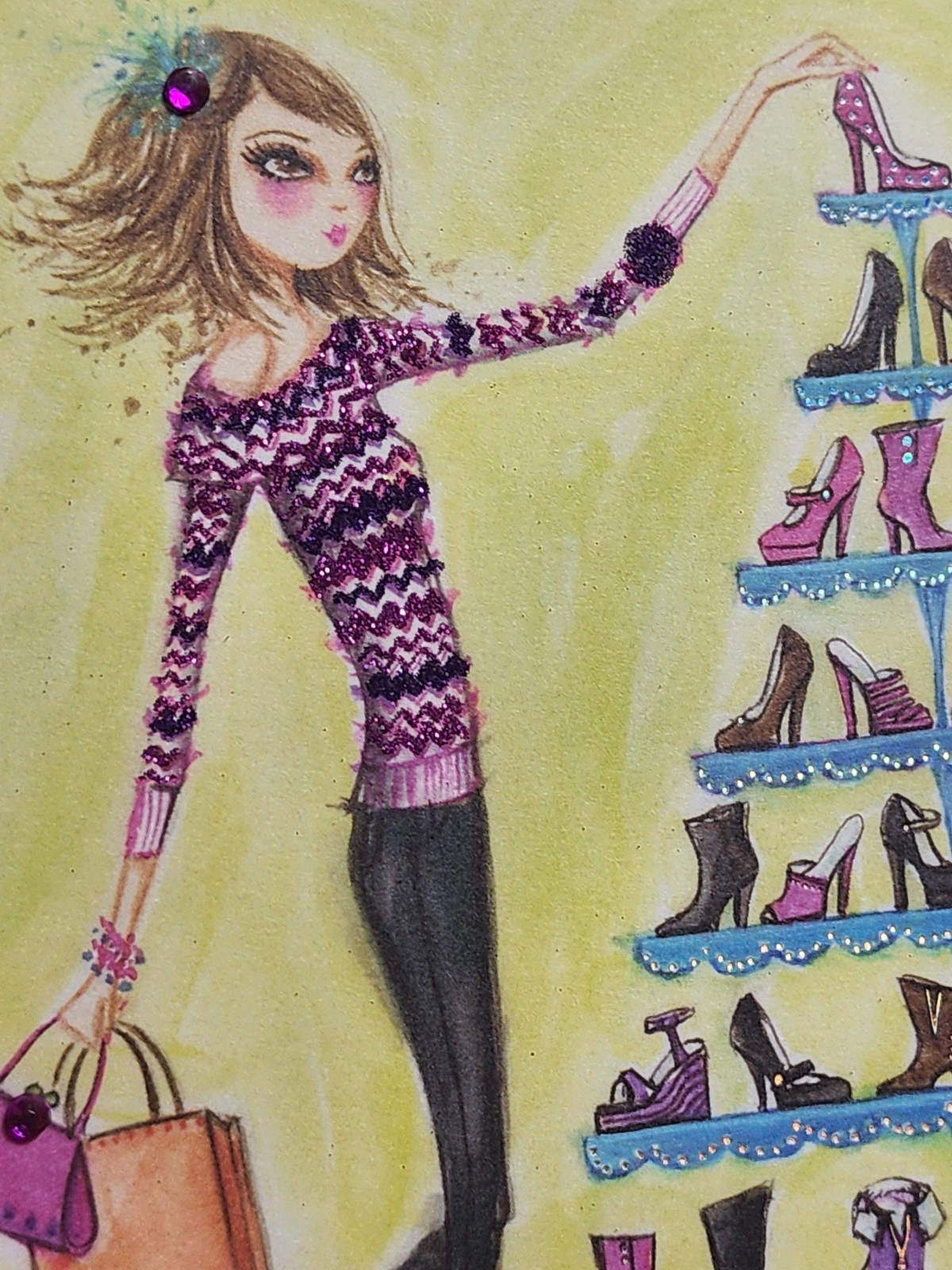 Bella Pilar Glittery Beaded Best Friend Greeting Card Shoes Papyrus Rare Sealed