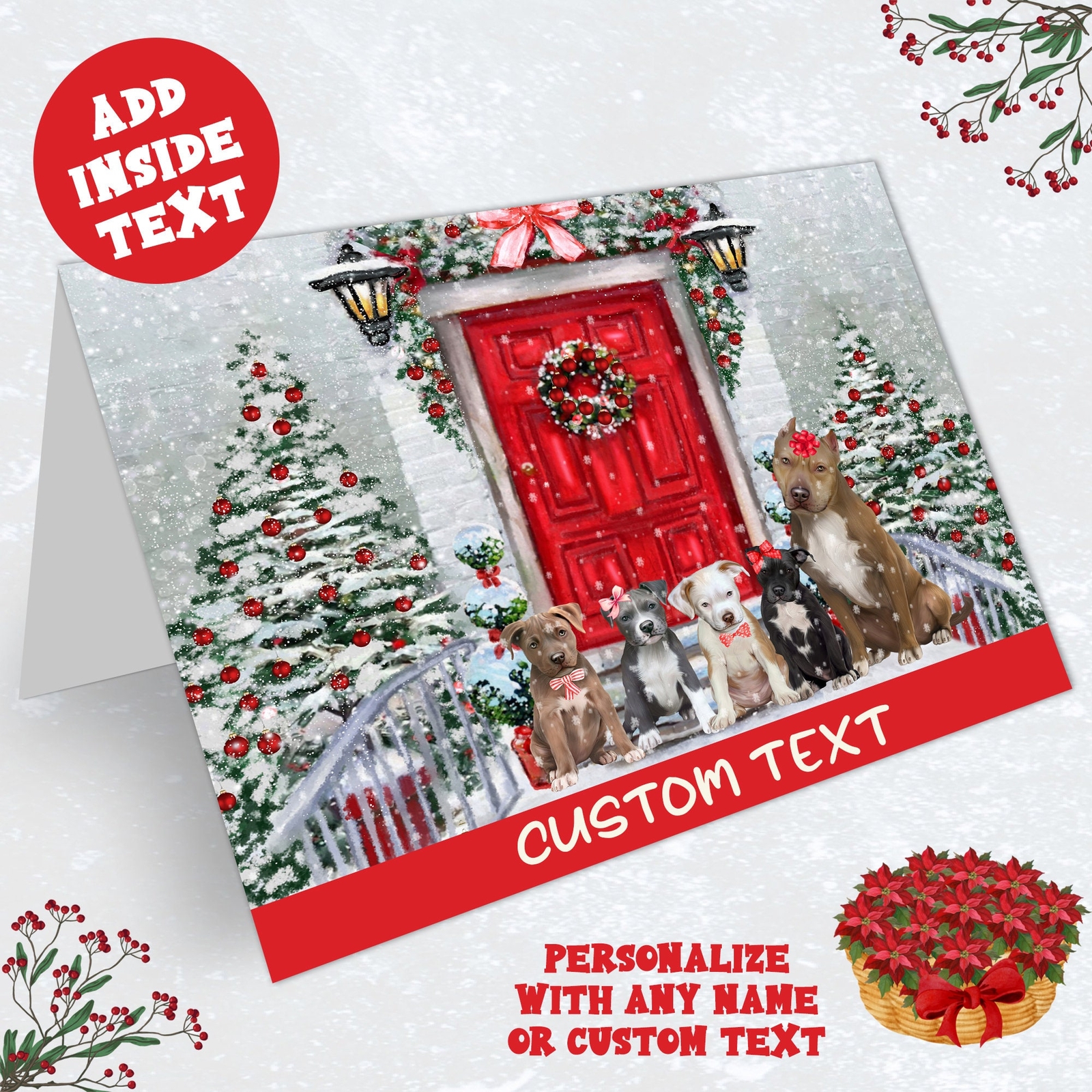 Pit Bull Dog Greeting Cards and Note Cards with Envelopes Christmas NWT