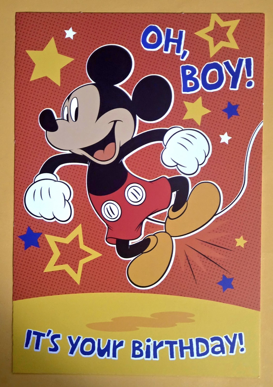 Kid/ Happy Birthday Greeting Card. Mickey Mouse (+ Envelope 5×7″)