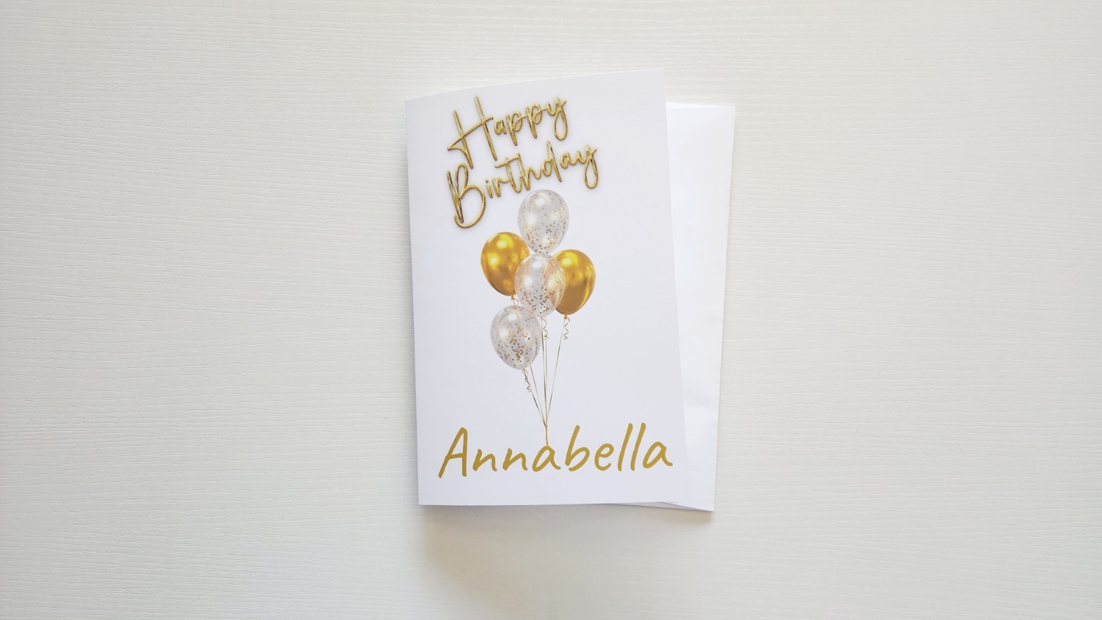 Personalized Birthday Card, Custom Name Birthday Card,Gold Balloon Birthday Card